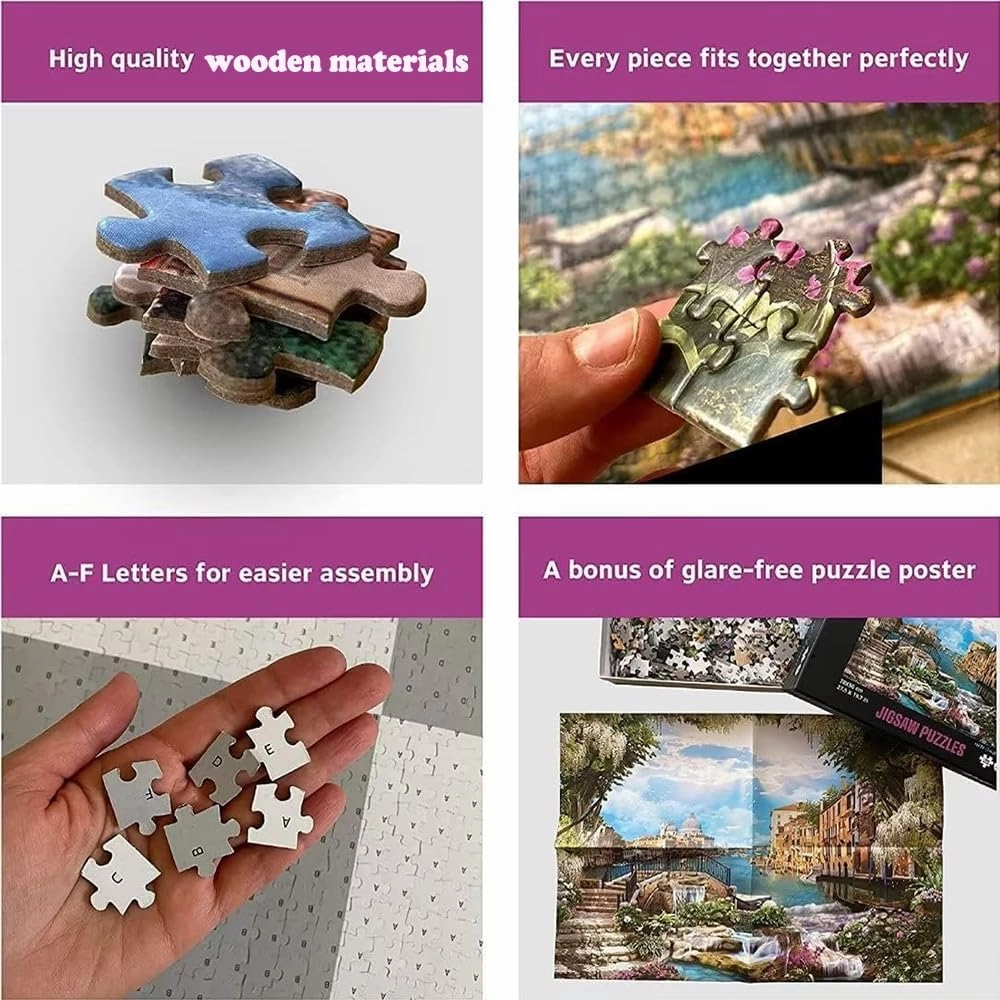 Wooden Puzzles for Adults 500 Pieces - Jigsaw Puzzle Grassland Elephant Wooden Puzzle,Stress Relief Games,Family Games,Puzzles Full of Challenges and Excitement,Gifts,Educational Puzzles
