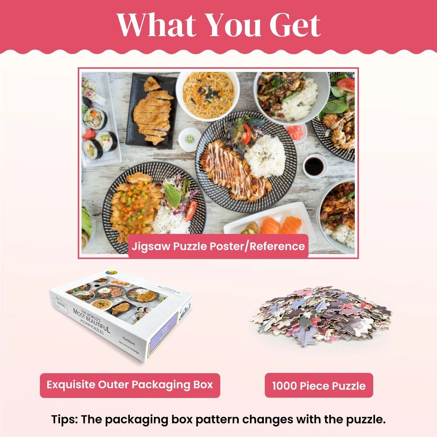 Wooden Puzzles Japanese Food Table Jigsaw Puzzles for Adults 1000 Pieces Impossible Puzzle Challenging Puzzle Educational Toys Decompression Game