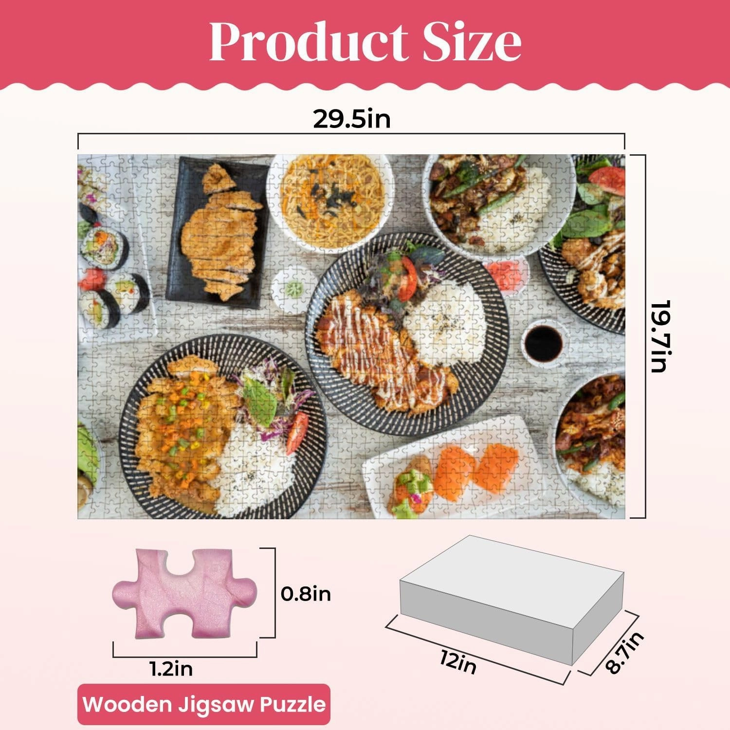 Wooden Puzzles Japanese Food Table Jigsaw Puzzles for Adults 1000 Pieces Impossible Puzzle Challenging Puzzle Educational Toys Decompression Game