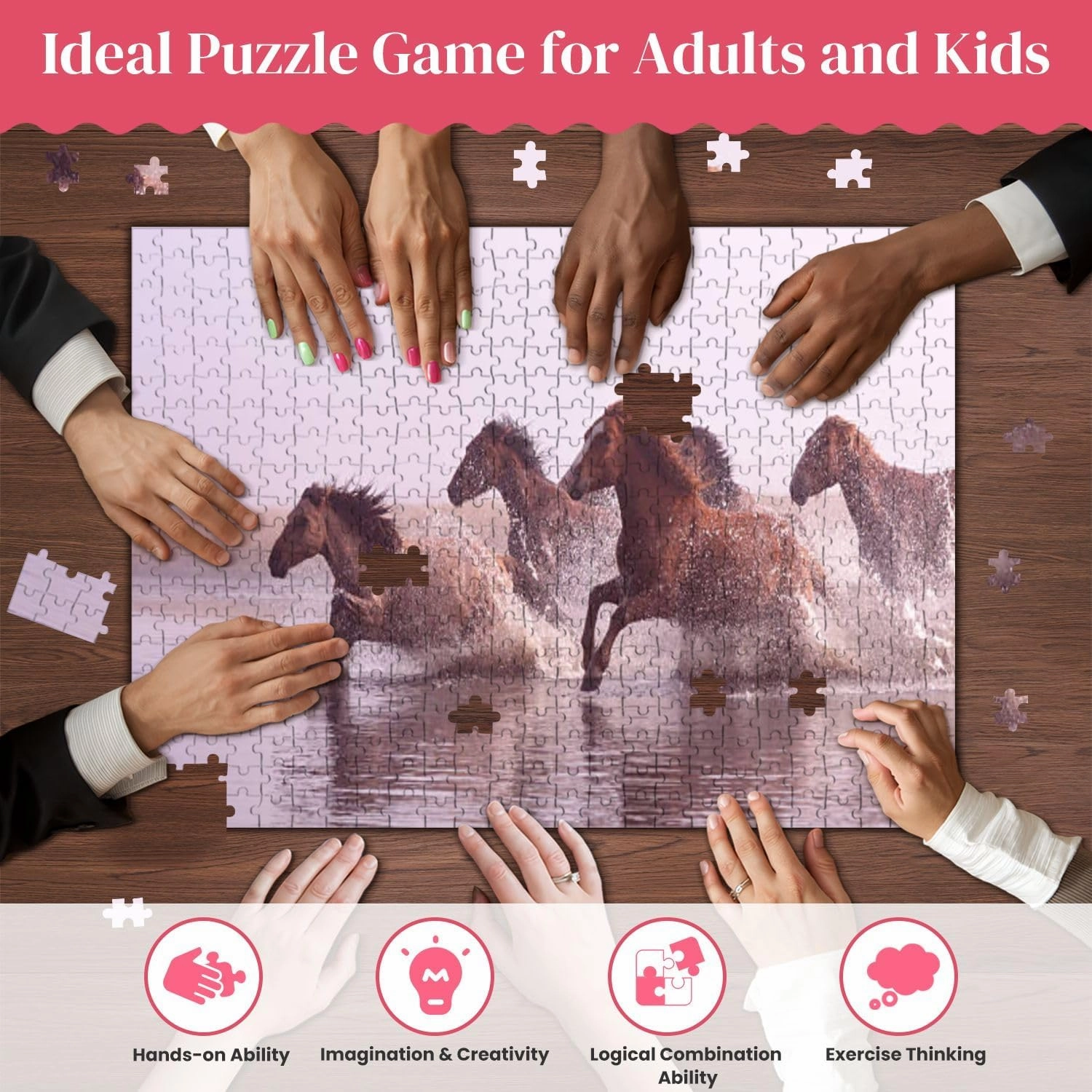Wooden Puzzles Morning Ulan Integration Grassland Jigsaw Puzzles for Adults 500 Pieces Impossible Puzzle Challenging Puzzle Educational Toys Decompression Game
