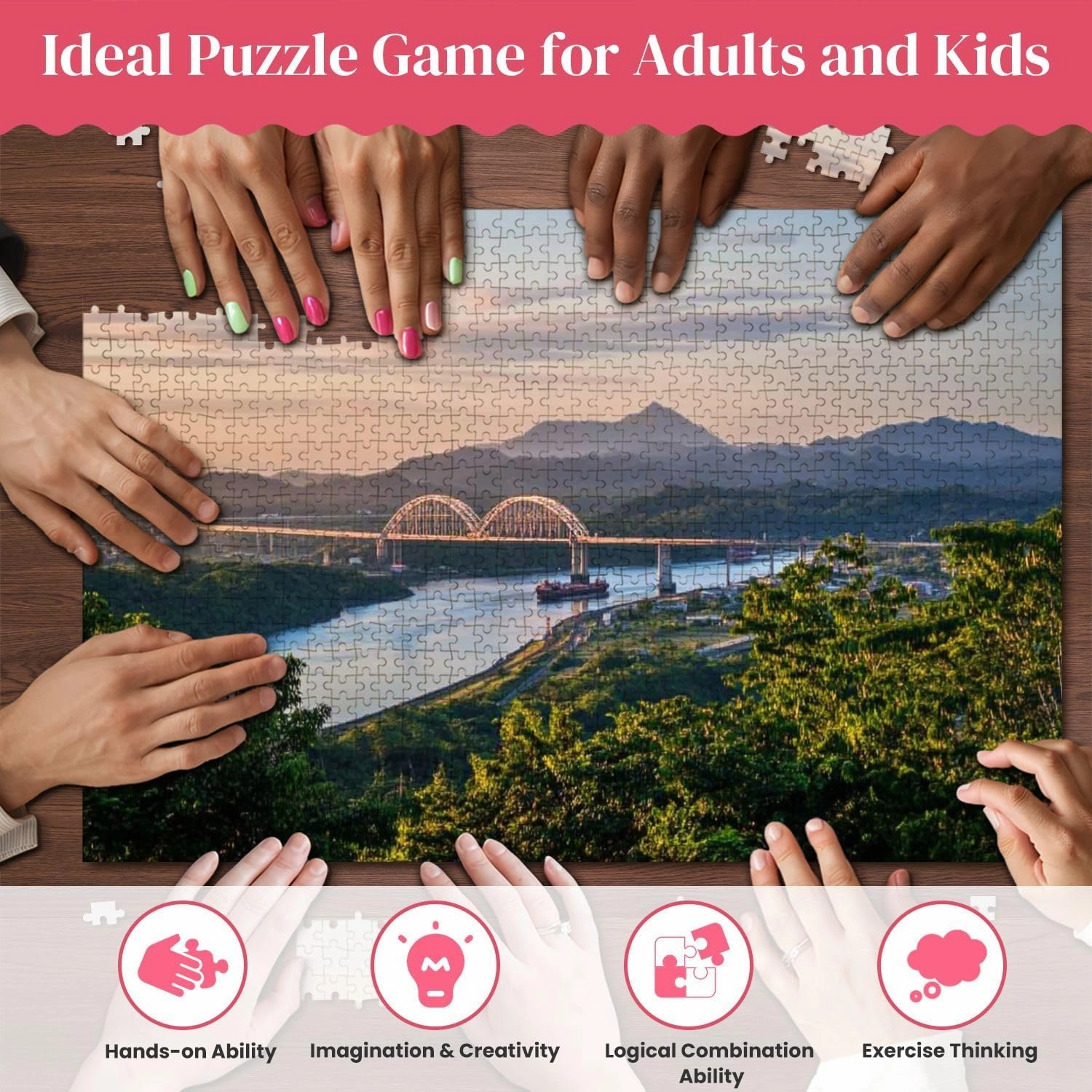 Wooden Puzzles Panama Canal Waterway Jigsaw Puzzles for Adults 1000 Pieces Impossible Puzzle Challenging Puzzle Educational Toys Decompression Game