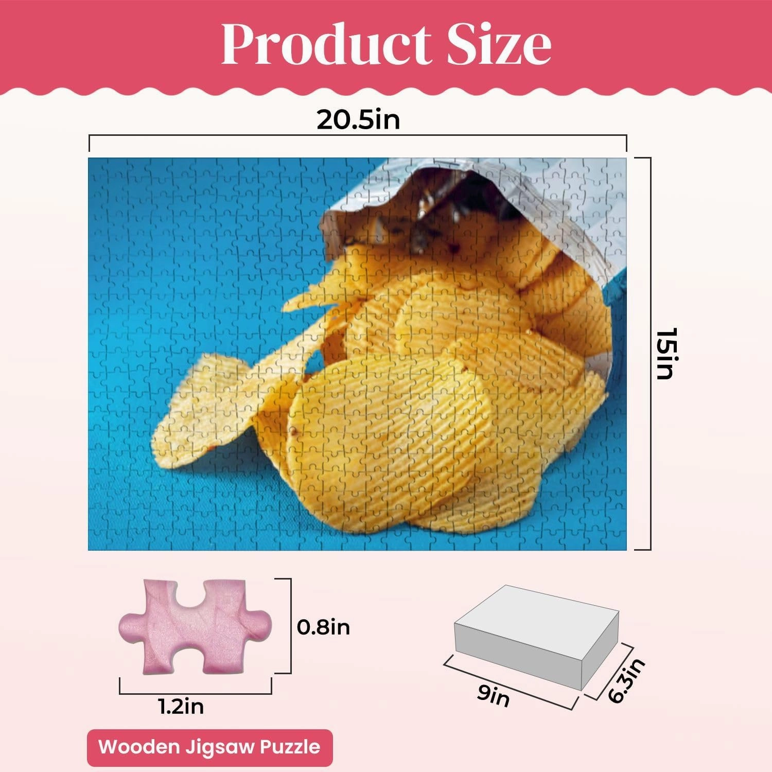Wooden Puzzles Potato Chips Bag Package Spill Out Table Jigsaw Puzzles for Adults 500 Pieces Impossible Puzzle Challenging Puzzle Educational Toys Decompression Game