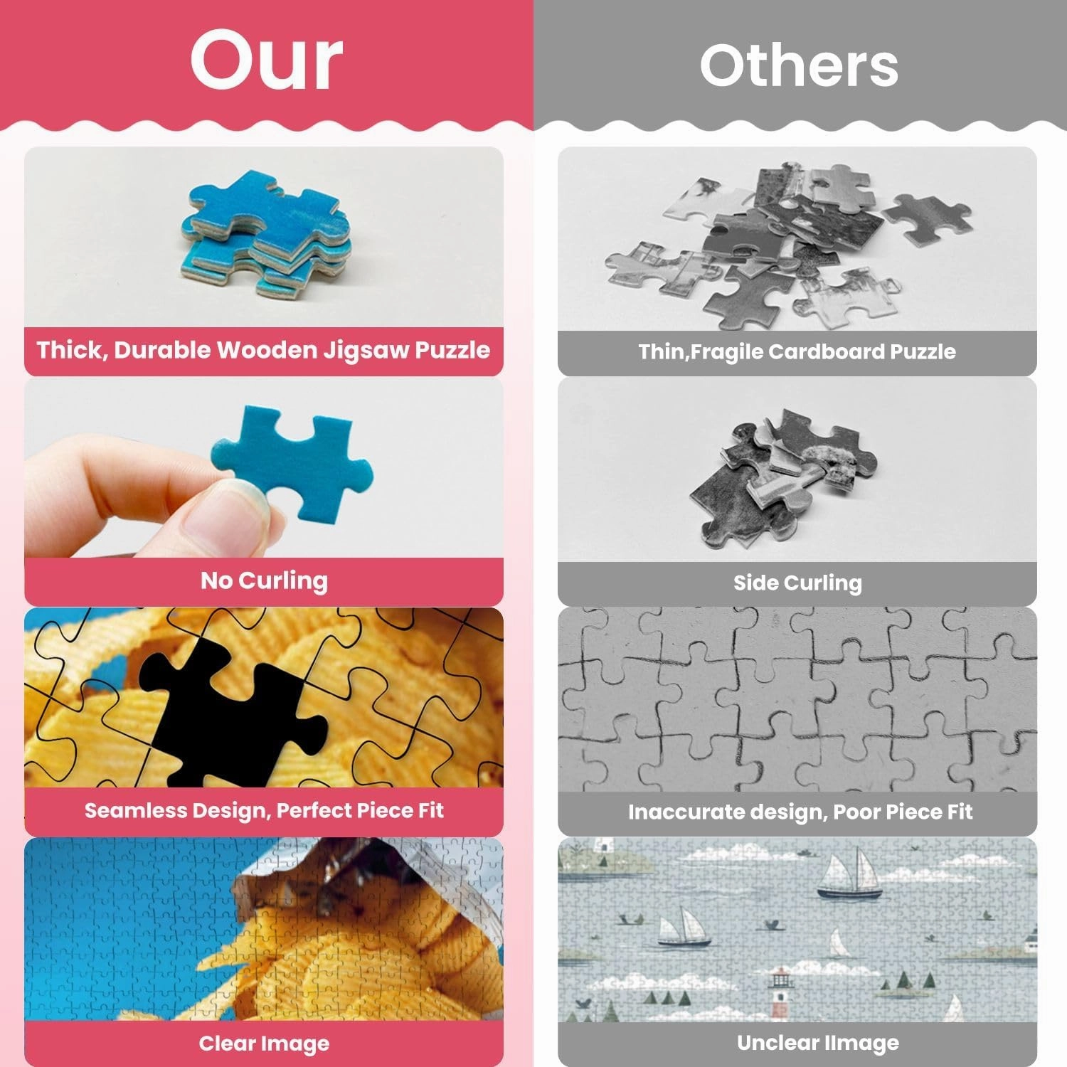 Wooden Puzzles Potato Chips Bag Package Spill Out Table Jigsaw Puzzles for Adults 500 Pieces Impossible Puzzle Challenging Puzzle Educational Toys Decompression Game