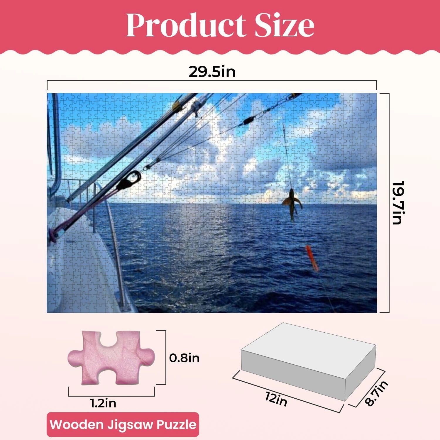 Wooden Puzzles Saltwater Fishing Morning Rainbow Jigsaw Puzzles for Adults 1000 Pieces Impossible Puzzle Challenging Puzzle Educational Toys Decompression Game