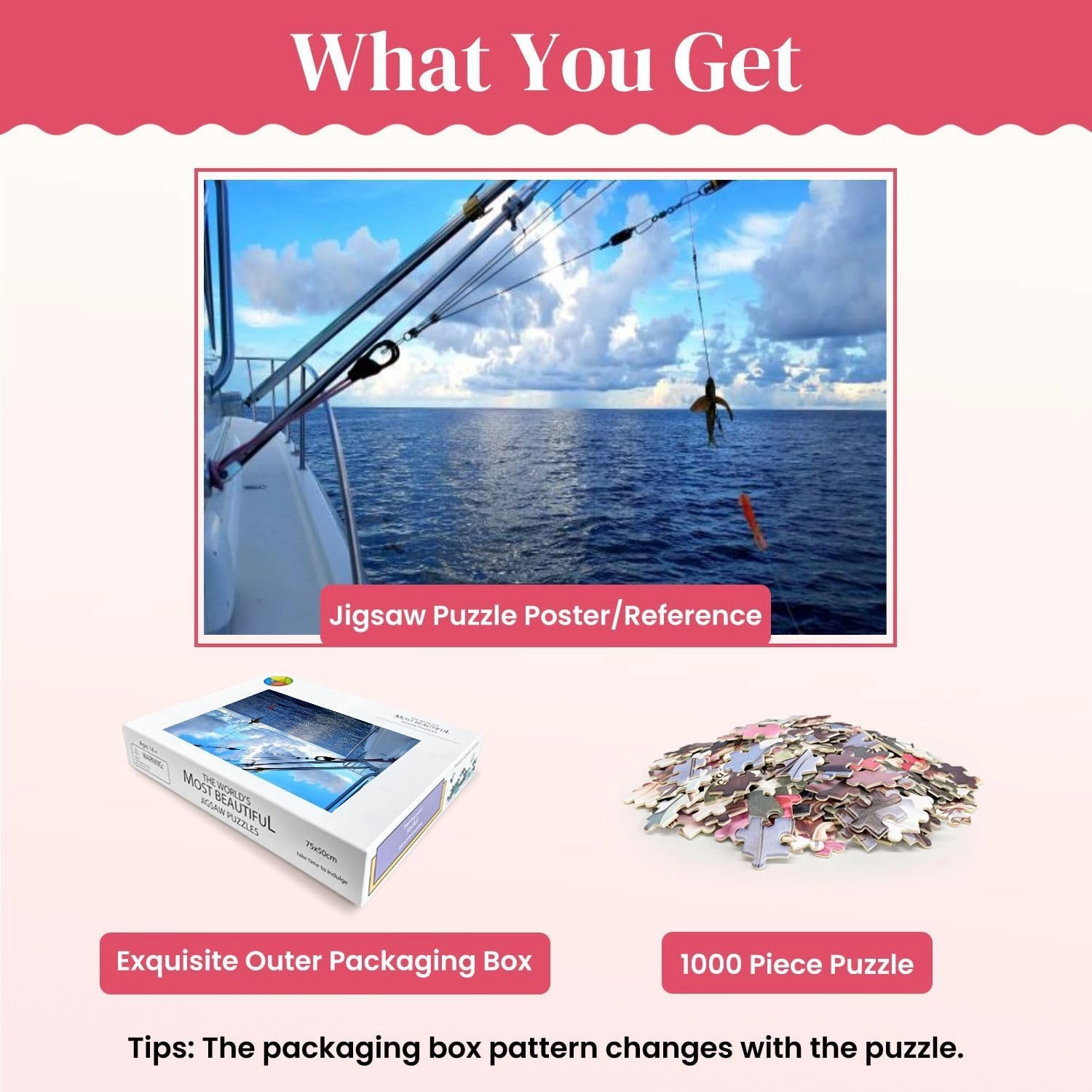 Wooden Puzzles Saltwater Fishing Morning Rainbow Jigsaw Puzzles for Adults 1000 Pieces Impossible Puzzle Challenging Puzzle Educational Toys Decompression Game