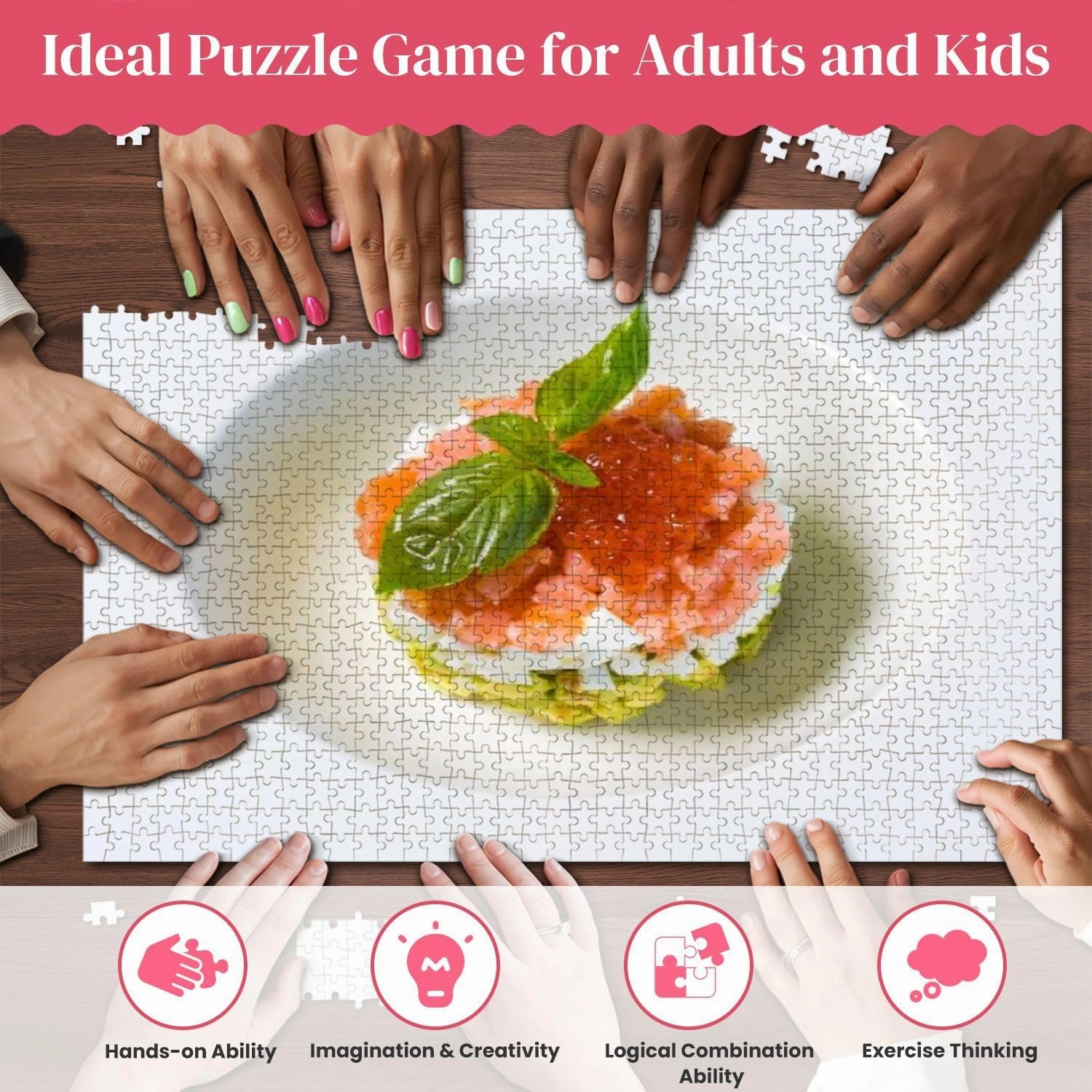 Wooden Puzzles Tasty Fish Salad Jigsaw Puzzles for Adults 1000 Pieces Impossible Puzzle Challenging Puzzle Educational Toys Decompression Game