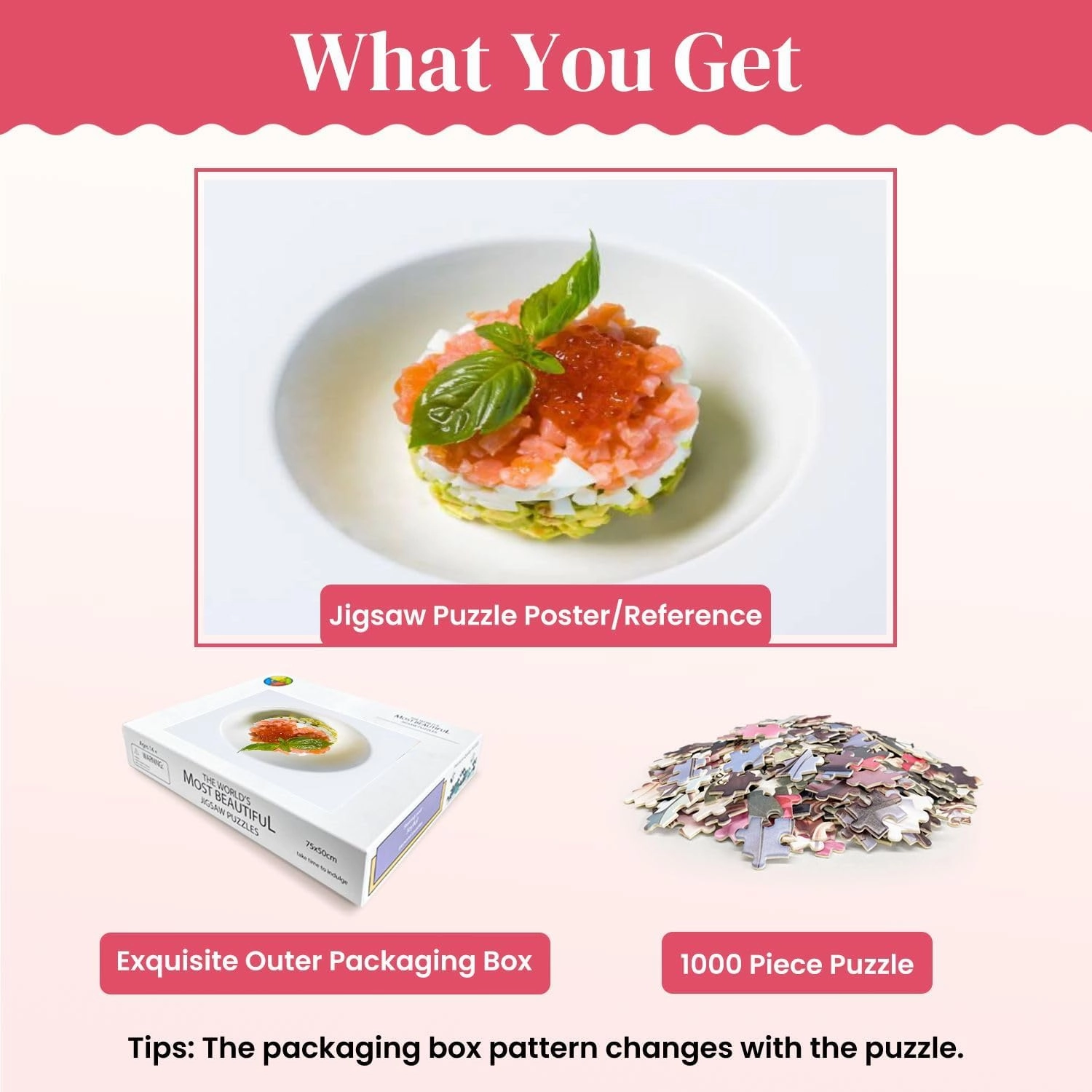 Wooden Puzzles Tasty Fish Salad Jigsaw Puzzles for Adults 1000 Pieces Impossible Puzzle Challenging Puzzle Educational Toys Decompression Game