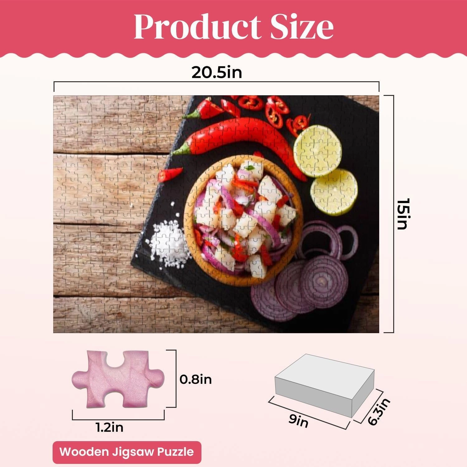 Wooden Puzzles Traditional Ceviche Seafood Vegetables Lime Close up Plate Jigsaw Puzzles for Adults 500 Pieces Impossible Puzzle Challenging Puzzle Educational Toys Decompression Game