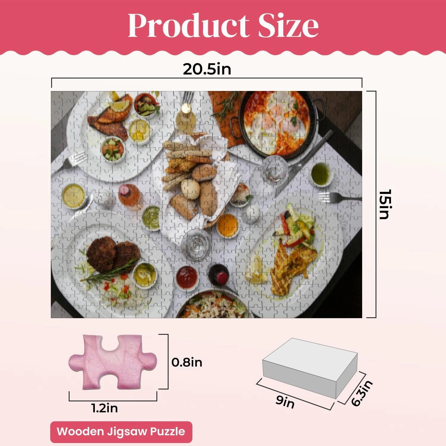 Wooden Puzzles Various Mediterranean Dishes Wines Served Restaurant Table Jigsaw Puzzles for Adults 500 Pieces Impossible Puzzle Challenging Puzzle Educational Toys Decompression Game