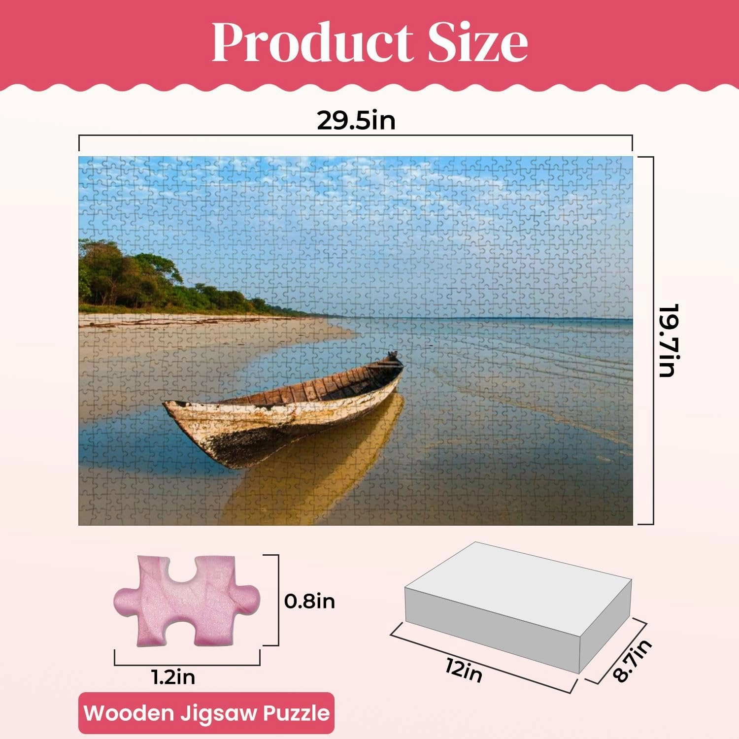 Wooden Puzzles View Traditional Fishing Canoe Beach Island Jigsaw Puzzles for Adults 1000 Pieces Impossible Puzzle Challenging Puzzle Educational Toys Decompression Game