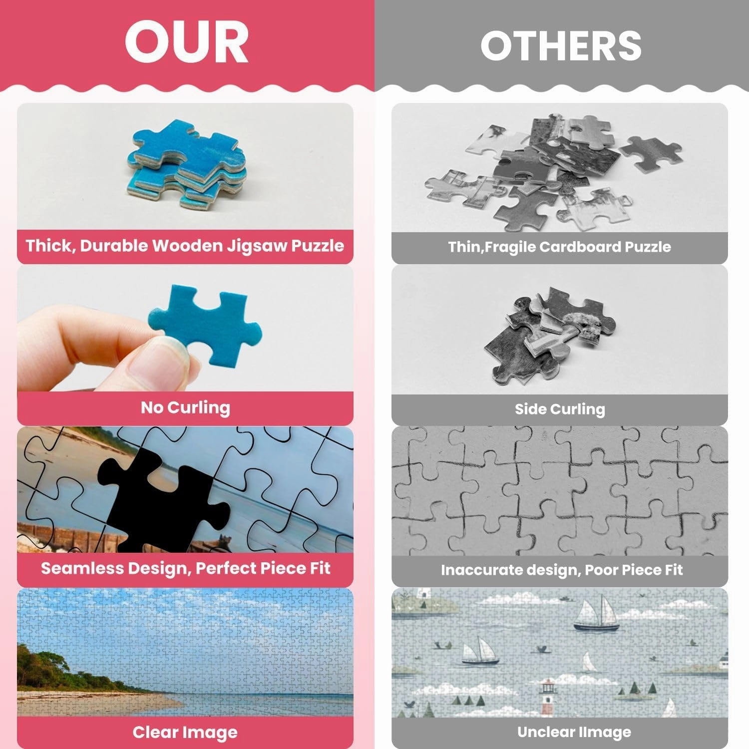 Wooden Puzzles View Traditional Fishing Canoe Beach Island Jigsaw Puzzles for Adults 1000 Pieces Impossible Puzzle Challenging Puzzle Educational Toys Decompression Game
