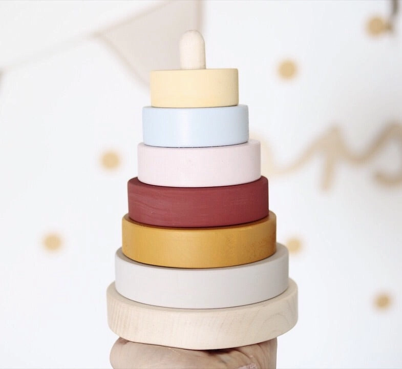 Wooden stacking pyramid - Custom colour choice