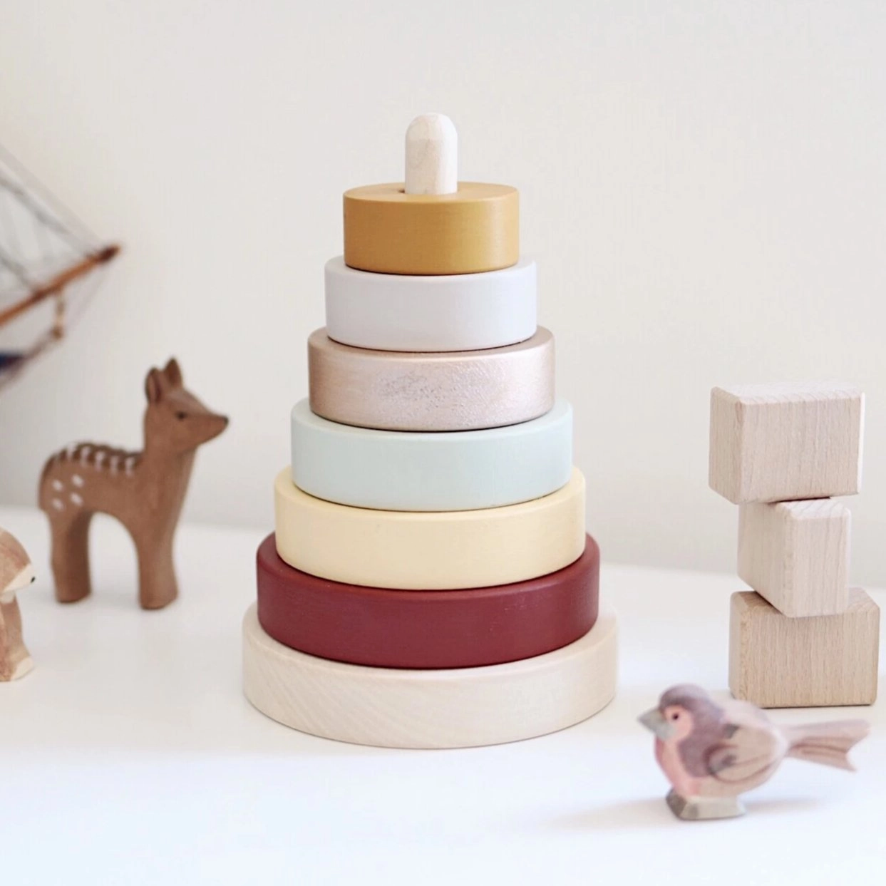 Wooden stacking pyramid - Custom colour choice