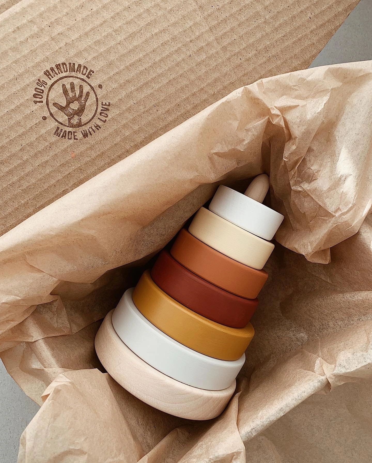 Wooden stacking pyramid - Custom colour choice