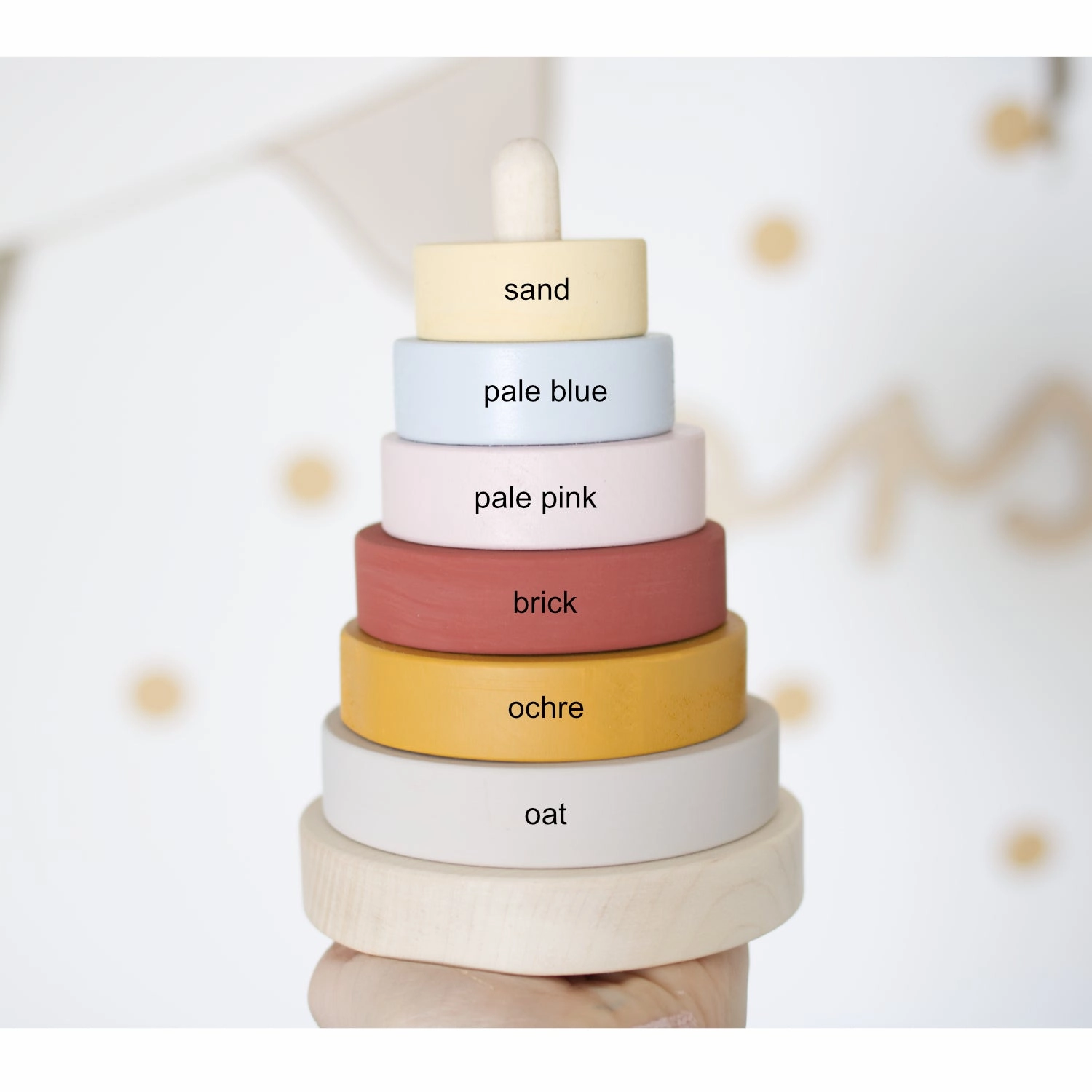 Wooden stacking pyramid - Custom colour choice
