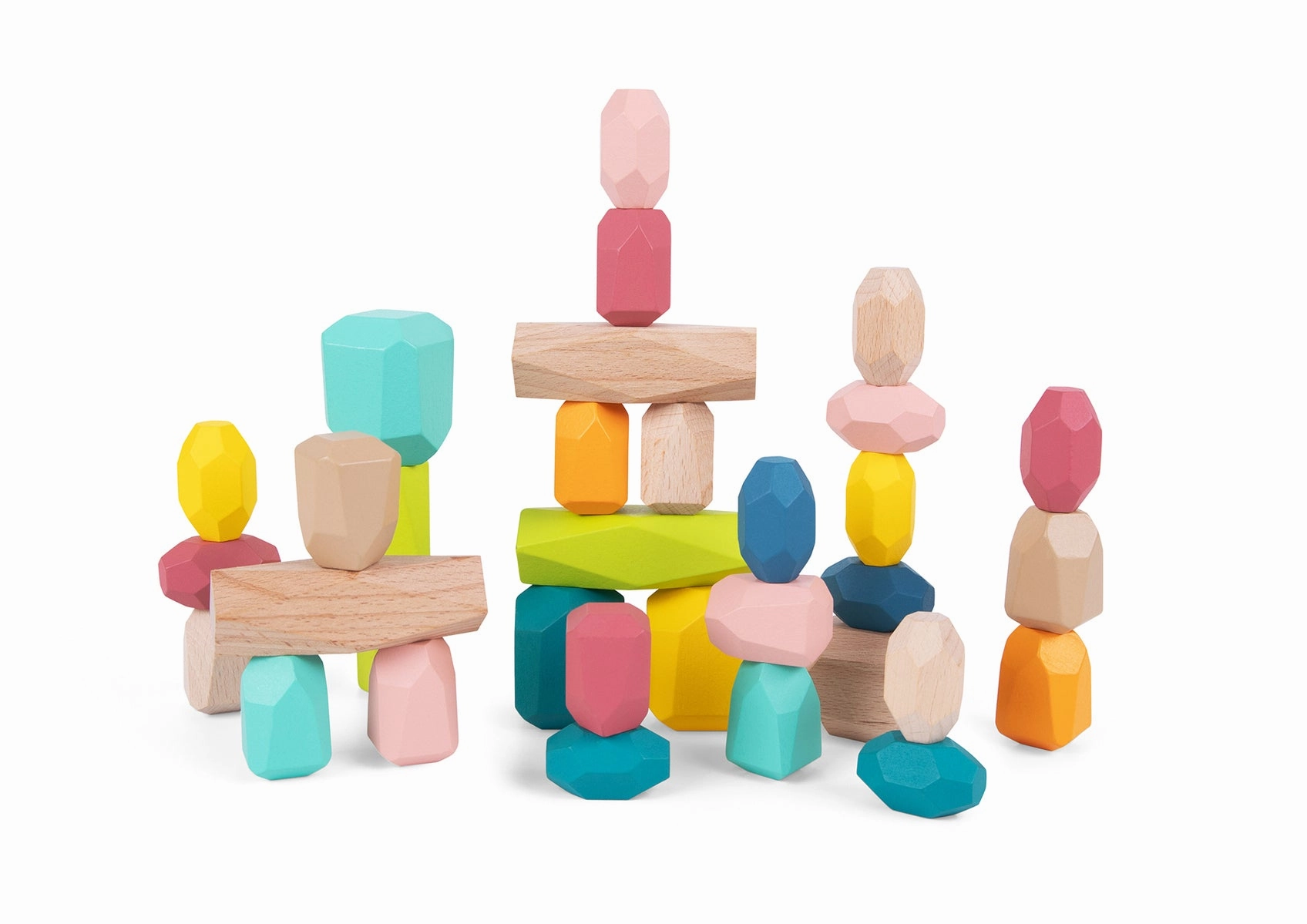 Wooden Stacking Stone Blocks Large 32pcs