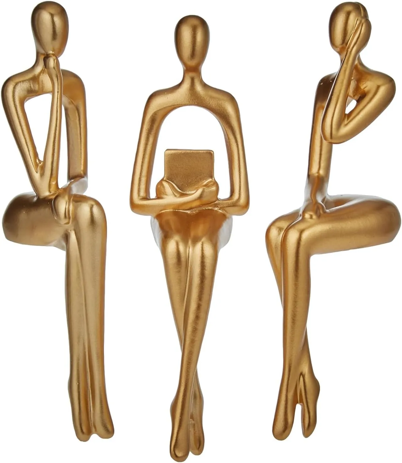 XINXUAN Gold Statue Home Decor - Modern Bookshelf & Desk Decor - 3 Piece Set
