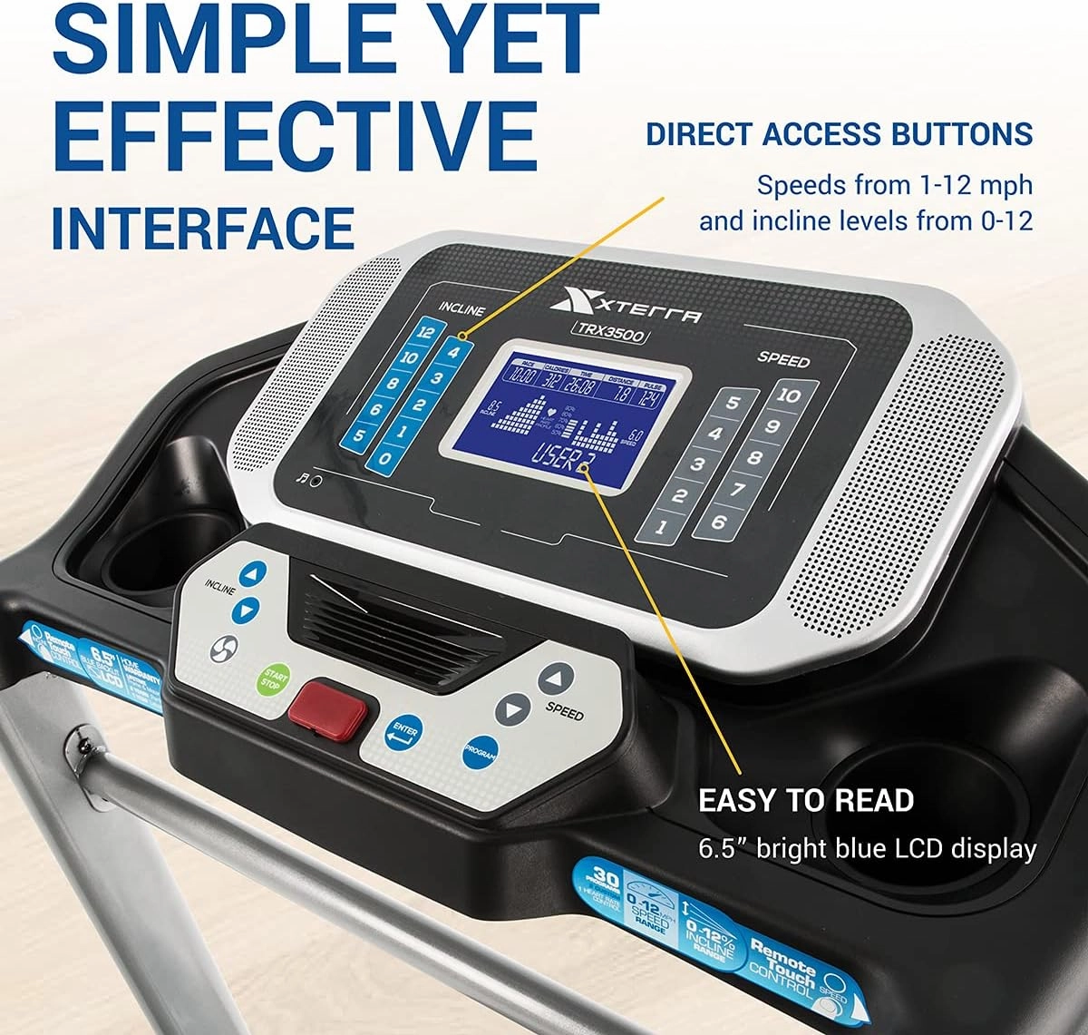 XTERRA Fitness Sport Series Premium Folding Smart Treadmill, Handlebar Speed and Incline Controls, Large XTRASoft Cushioned Running Deck, Built-in FTMS-Enabled Bluetooth with XTERRA  Fitness App