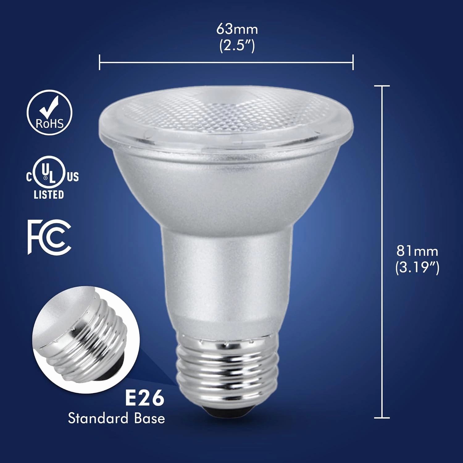 Xtricity LED PAR20 Dimmable Flood Light Bulb, 7 Watt (50W Equivalent), 500 Lumens, 5000K Daylight, 120V, Indoor/Outdoor, Energy Star Certified, UL Listed (6 Pack)