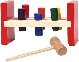 Yardwe 1 Set Hammering Wooden Pounding Whack for Early Education Engaging Interactive Plaything for Hand Eye Coordination and Parent Activities Bright Colors Lightweight Portable