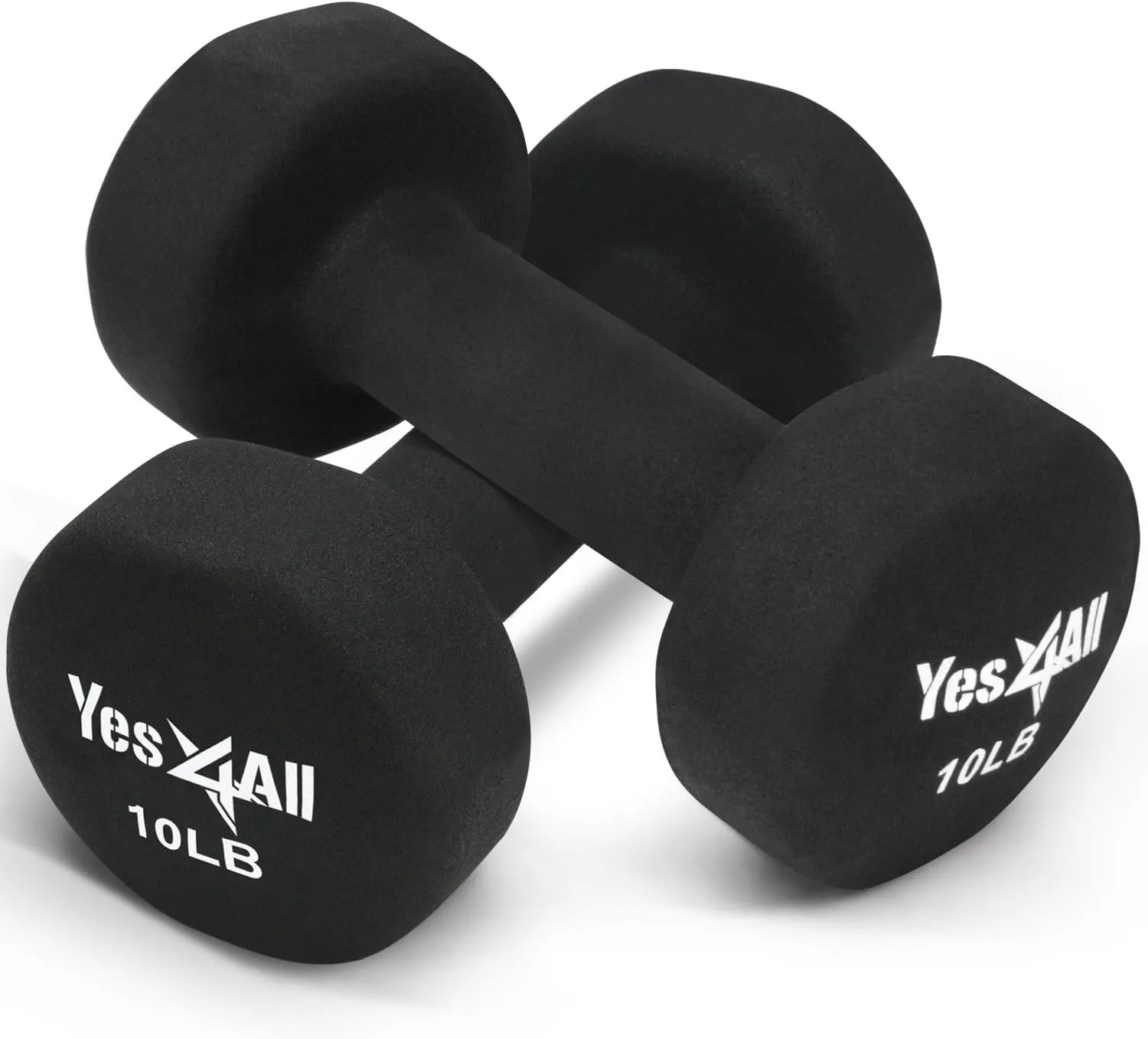 Yes4All Deluxe Neoprene Dumbbells (A Pair) – Multi Color & Weights Available (E-Black - 10 lbs (Pair))