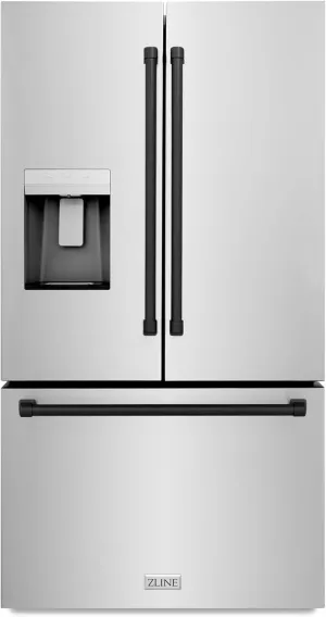Z Line Kitchen and Bath ZLINE Autograph 36 in. Standard-Depth Refrigerator with Matte Black Handles (RSMZ-W-36-MB)