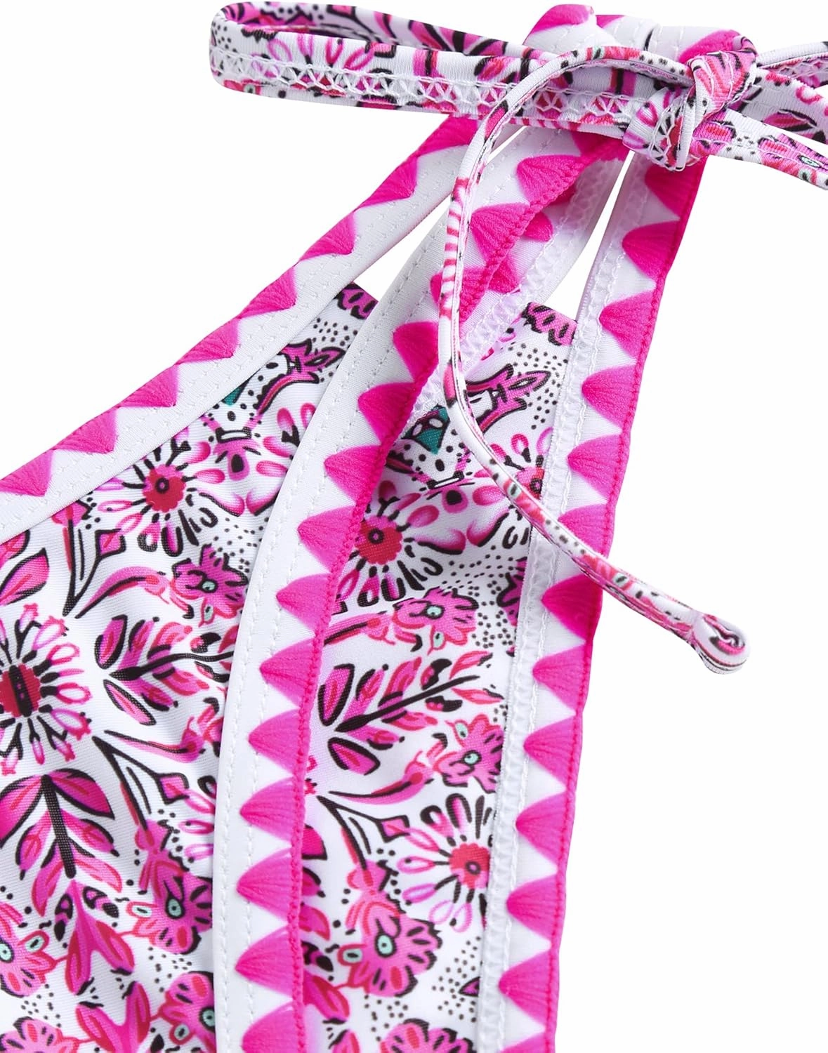 ZAFUL Women's Swimsuits Boho Floral Print String Thong Bikini Set Sexy High Cut Swimwear Bathing Suit