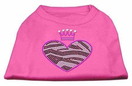 Zebra Heart Rhinestone Dog Shirt Bright Pink Med (12)