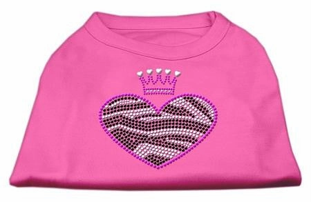 Zebra Heart Rhinestone Dog Shirt Bright Pink Med (12)