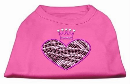 Zebra Heart Rhinestone Dog Shirt Bright Pink XS (8)