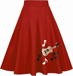 ZEZCLO Women's 50s Vintage Poodle Skirt Dog Printed High Waist Loose Fold Pleated A-line Zipper Skirts