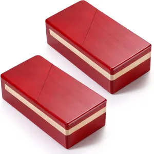 Zhanmai 2 Pack Christmas Puzzle Box Gift Wooden Magic Impossible Dovetail Box Secret Money Case Mini 3D Brain Teaser Case for Valentines Girlfriend Cash Adults Teens(Rectangle,Red)