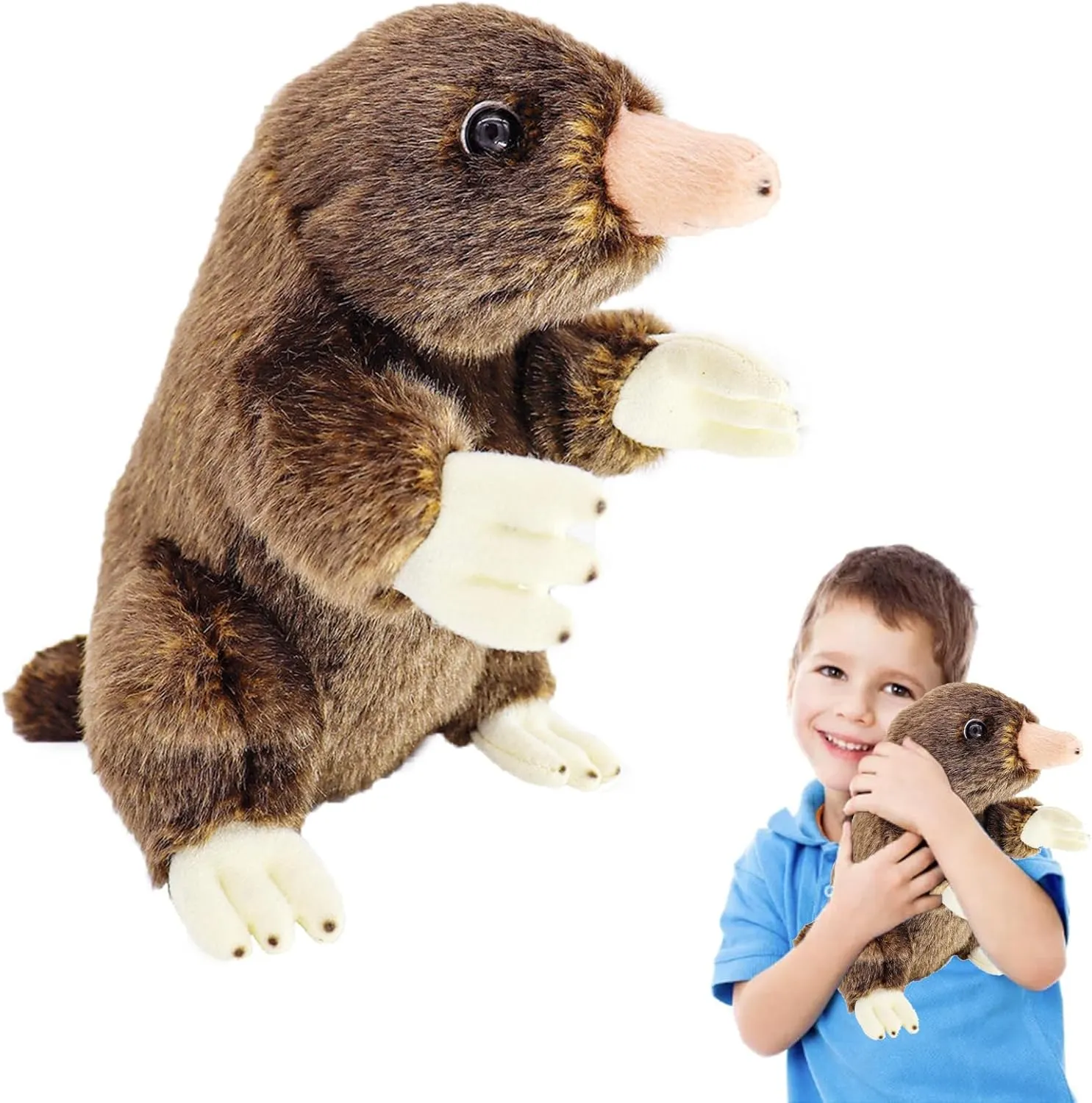 ZHONGXIN MADE Mole Plush Toy - Realistic Mole Stuffed Animals, Lifelike Standing Mole Animals Stuffed Toys Birthday Gifts for Kids, 7.9Inches