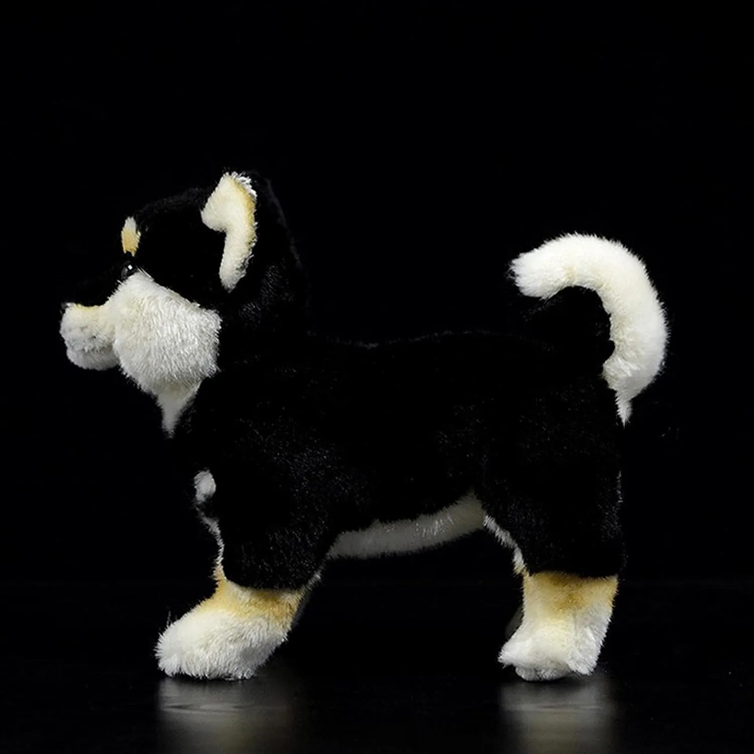 ZHONGXIN MADE Simulation Black Shiba Inu Plush Toy - Realistic 11" Standing Shiba Inu Pet Stuffed Animal, Cute Dog Puppy Toy, Gift for Kids Birthday, Christmas, Halloween, Home Decor