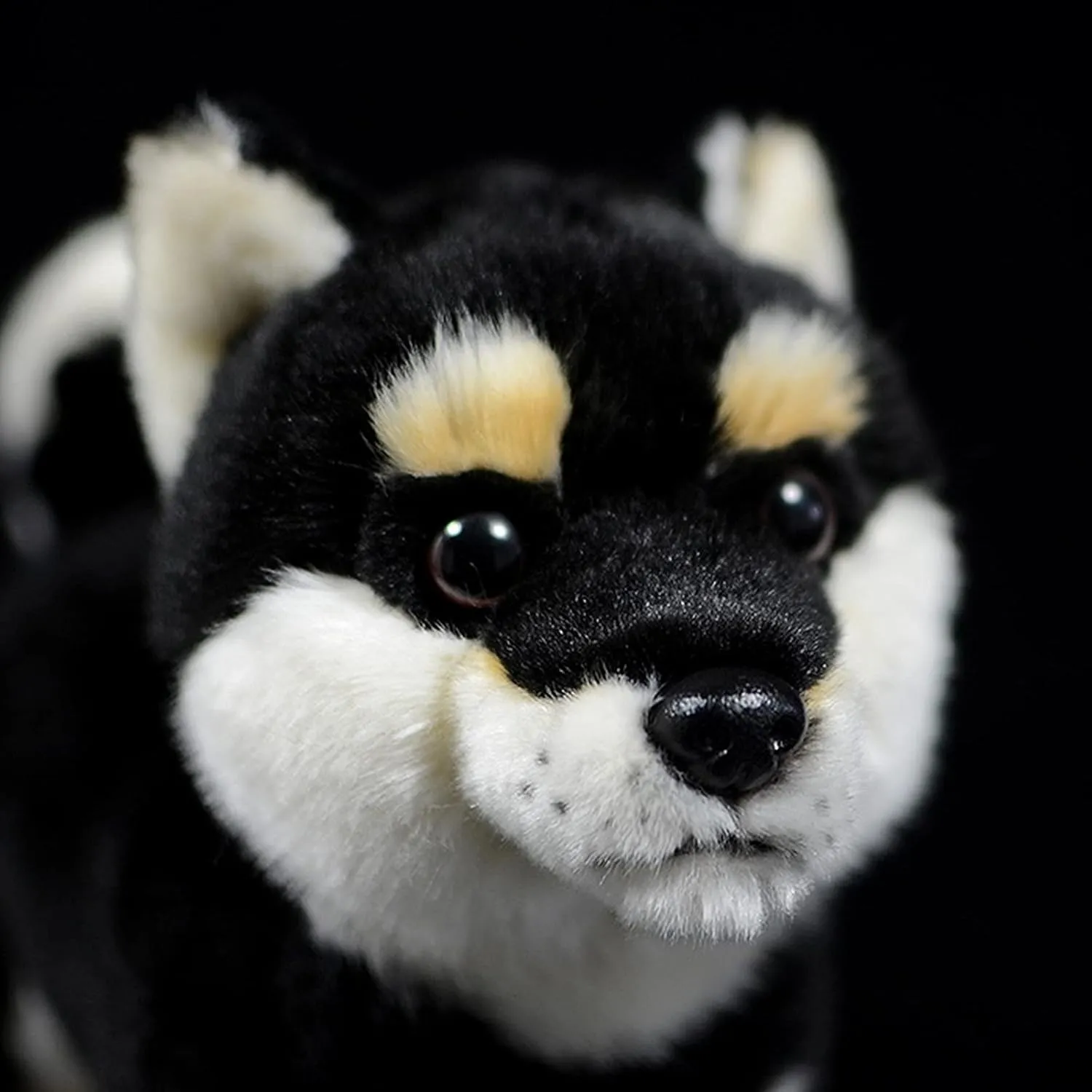 ZHONGXIN MADE Simulation Black Shiba Inu Plush Toy - Realistic 11" Standing Shiba Inu Pet Stuffed Animal, Cute Dog Puppy Toy, Gift for Kids Birthday, Christmas, Halloween, Home Decor