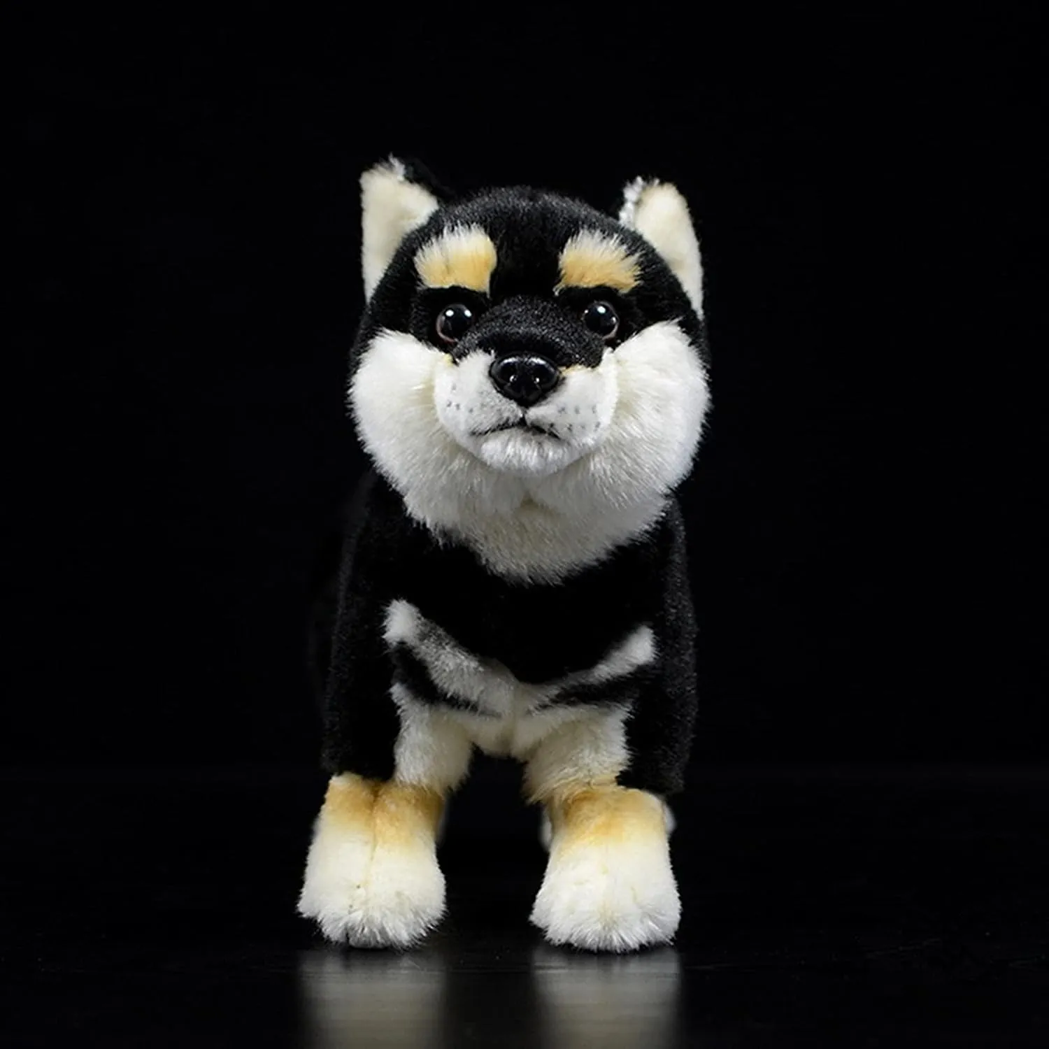 ZHONGXIN MADE Simulation Black Shiba Inu Plush Toy - Realistic 11" Standing Shiba Inu Pet Stuffed Animal, Cute Dog Puppy Toy, Gift for Kids Birthday, Christmas, Halloween, Home Decor