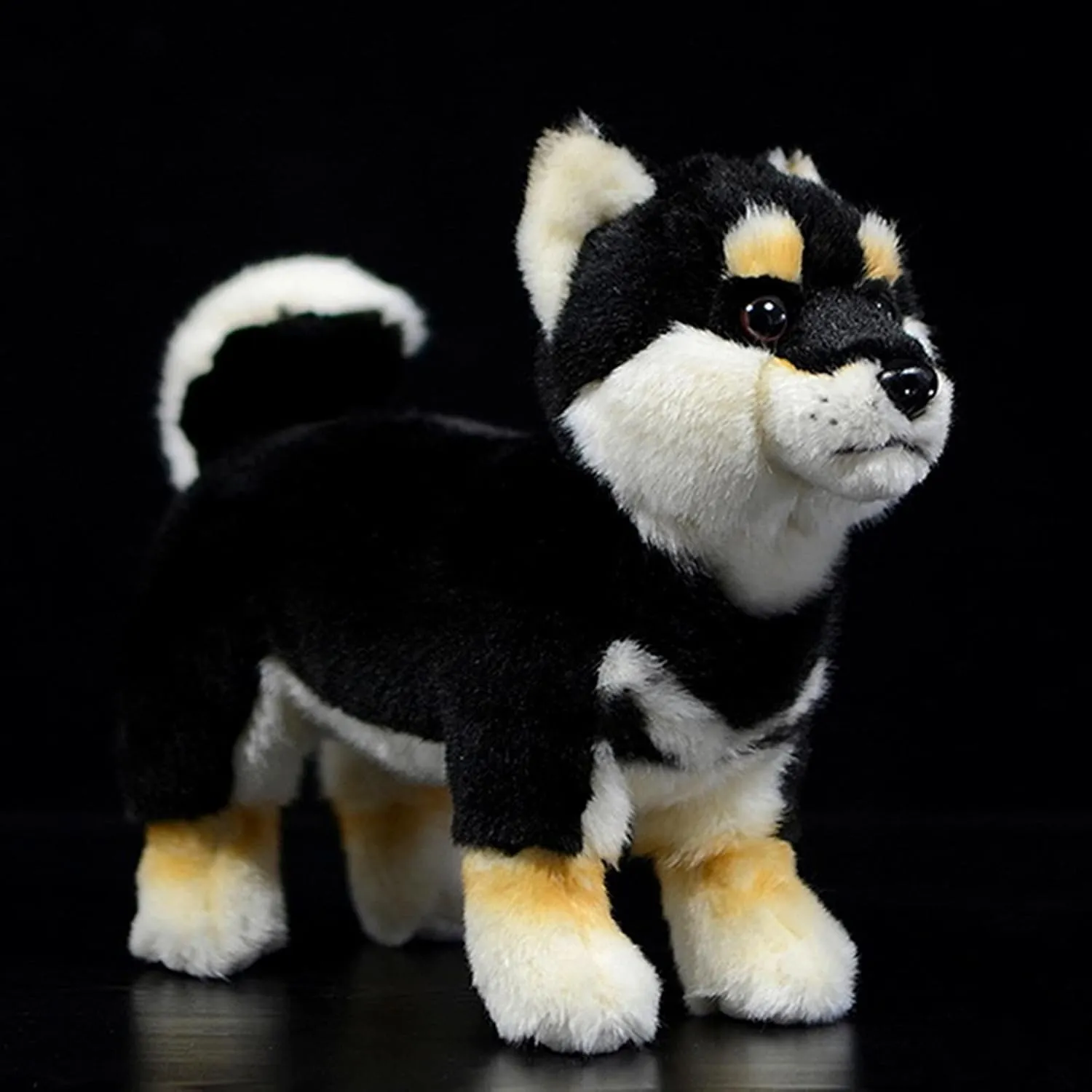 ZHONGXIN MADE Simulation Black Shiba Inu Plush Toy - Realistic 11" Standing Shiba Inu Pet Stuffed Animal, Cute Dog Puppy Toy, Gift for Kids Birthday, Christmas, Halloween, Home Decor