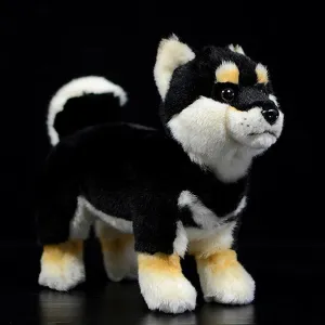 ZHONGXIN MADE Simulation Black Shiba Inu Plush Toy - Realistic 11" Standing Shiba Inu Pet Stuffed Animal, Cute Dog Puppy Toy, Gift for Kids Birthday, Christmas, Halloween, Home Decor