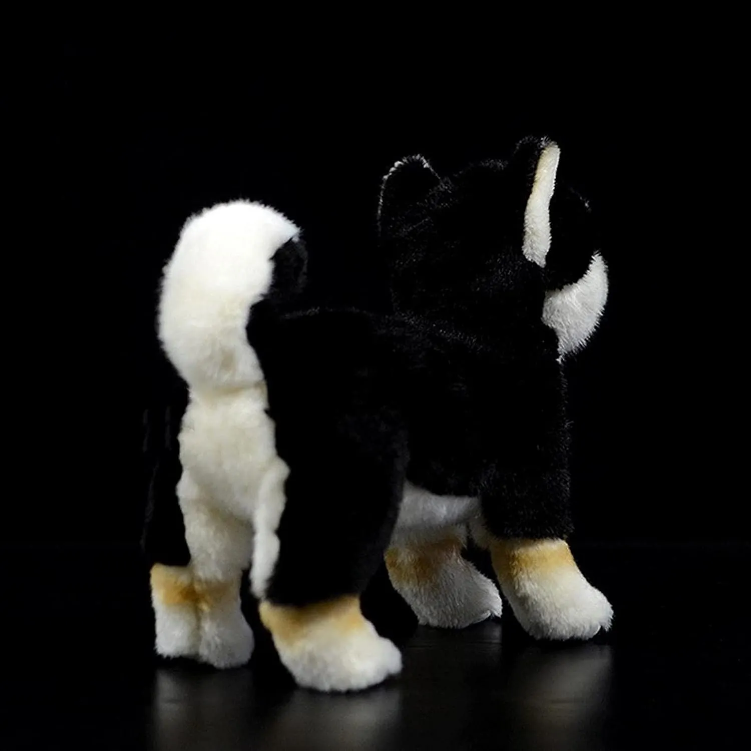 ZHONGXIN MADE Simulation Black Shiba Inu Plush Toy - Realistic 11" Standing Shiba Inu Pet Stuffed Animal, Cute Dog Puppy Toy, Gift for Kids Birthday, Christmas, Halloween, Home Decor