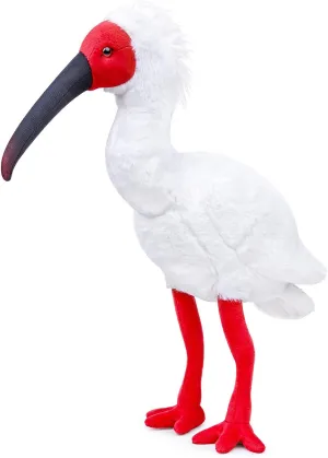 ZHONGXIN MADE Simulation Crested Ibis Plush Toy - Realistic Red Bird, Lifelike Animal Spoonbill Stuffed Toy, Birthday Gift for Kids, 10.6 Inches