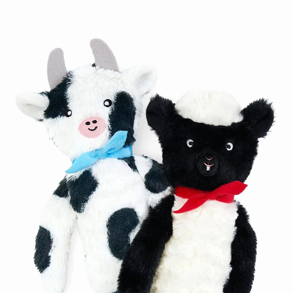 Zippy Paws Fluffy Peltz - Cow and Sheep 2 Pack