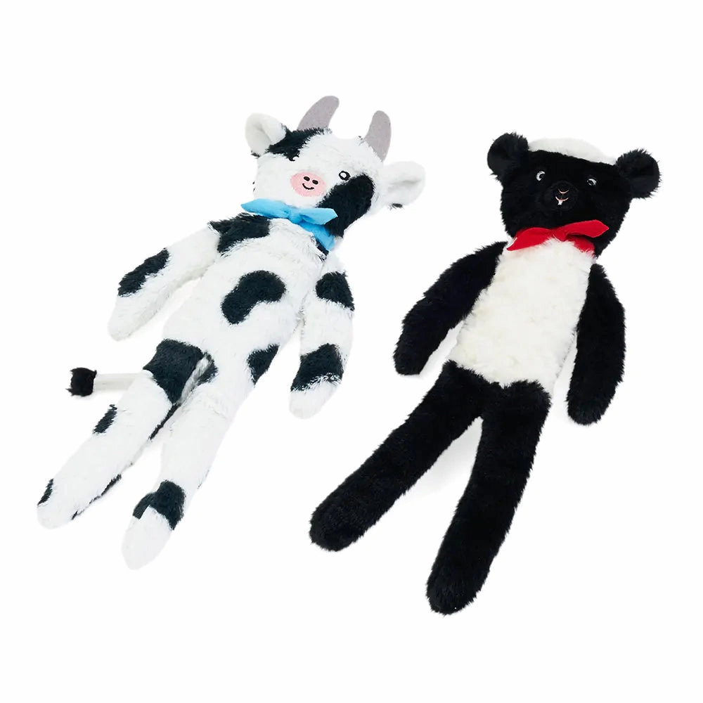 Zippy Paws Fluffy Peltz - Cow and Sheep 2 Pack