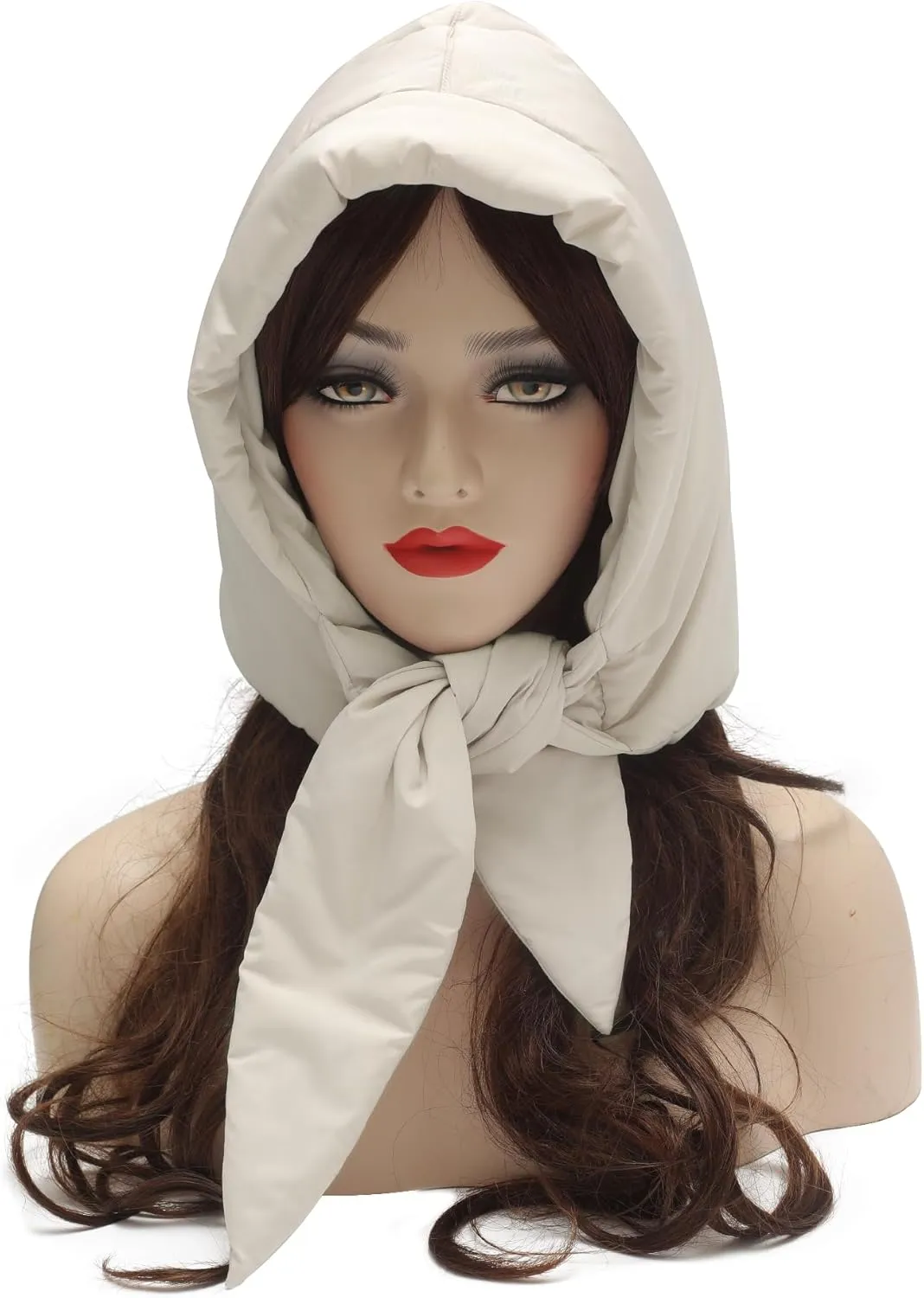 ZLYC Women Winter Down Hat Windproof Hooded Scarf Soft Warm Balaclava Skull Cap Beanie Hat