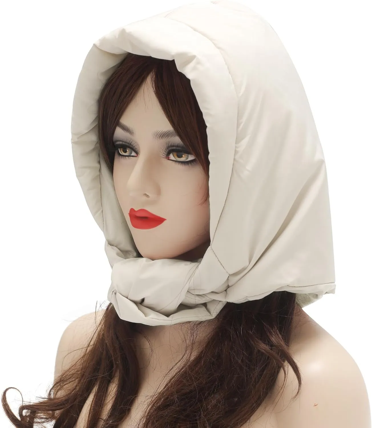 ZLYC Women Winter Down Hat Windproof Hooded Scarf Soft Warm Balaclava Skull Cap Beanie Hat