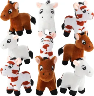 Zomiboo 9 Pack Horse Stuffed Animals Horse Plush Toy Standing Stuffed Horse 4 Inch Mini Plush Horse with Detachable Chain for Animal Theme Party Birthday Decoration Supplies (Cute Style)